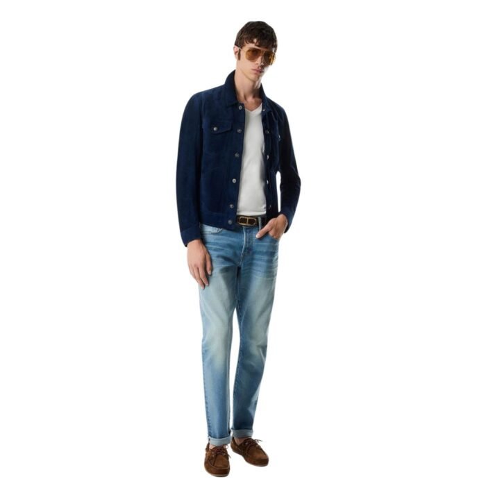 TOM FORD CASHMERE SUEDE WESTERN JACKET INDIGO