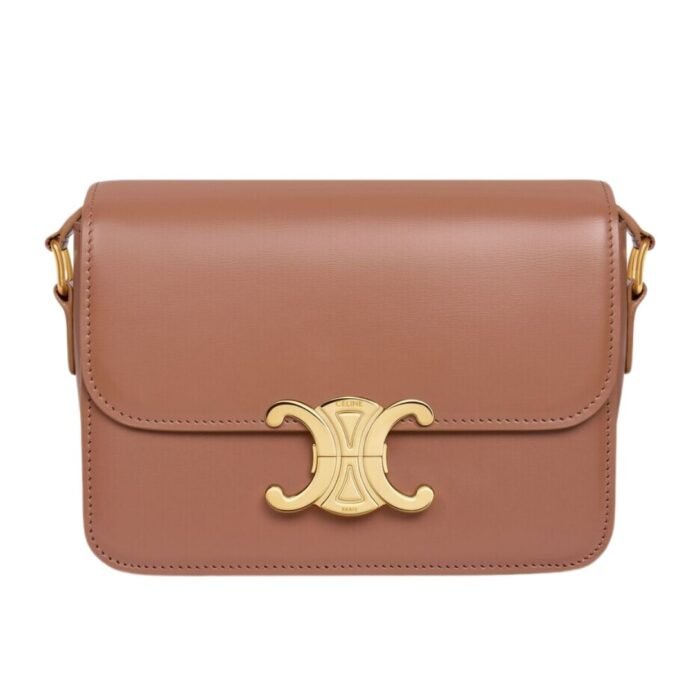 CELINE TEEN TRIOMPHE BAG IN SHINY CALFSKIN PALE BLUE