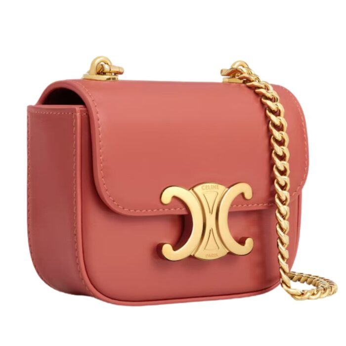 CELINE MINI CHAIN CLAUDE IN SHINY CALFSKIN RED CANYON