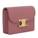 CELINE BUSINESS CARD HOLDER TRIOMPHE IN SHINY CALFSKIN VINTAGE ROSE
