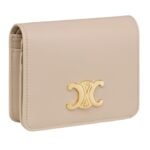 CELINE TRIOMPHE COMPACT WALLET IN SHINY CALFSKIN CAPPUCCINO