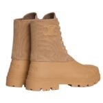 CELINE RILEY LACE UP BOOT IN CANVAS CARAMEL
