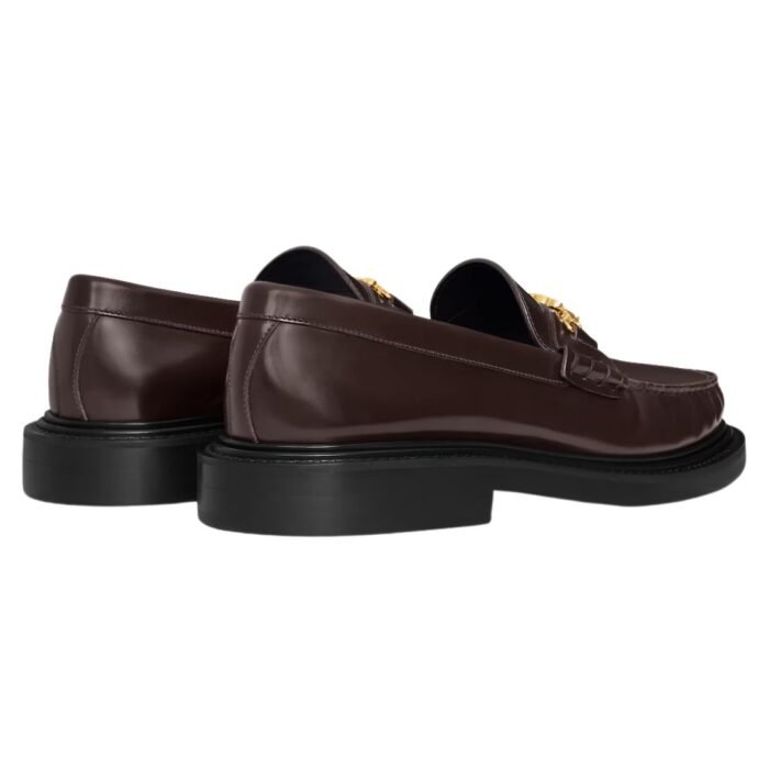 CELINE UNIVERSITÉ TRIOMPHE CHAIN LOAFFER IN POLISHED BULL DARK BROWN