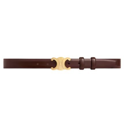 CELINE MEDIUM TRIOMPHE BELT IN TAURILLON LEATHER SMOKED BROWN