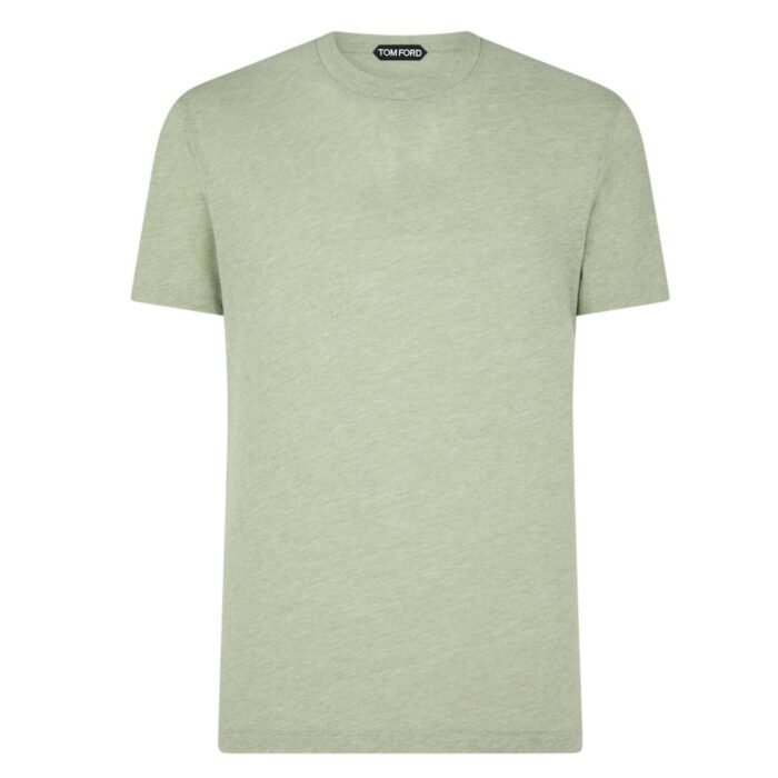 TOM FORD COTTON BLEND MELANGE CREW NECK T SHIRT BLACK
