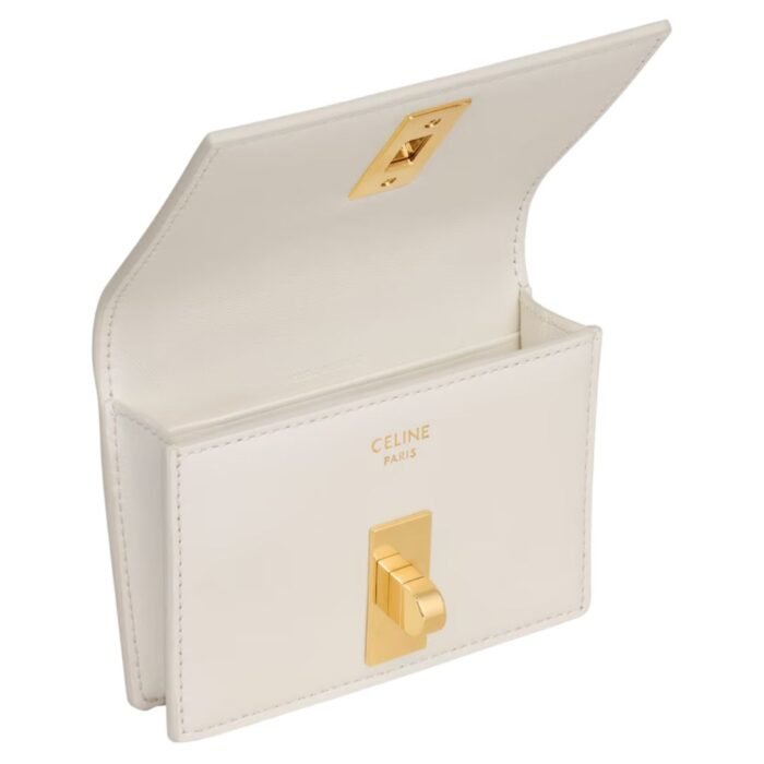 CELINE CARD HOLDER WITH FLAP 16 IN SATINATED CALFSKIN WHITE COTTON