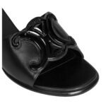 CELINE CLEMENCE MULE IN LAMBSKIN AND PATENT CALFSKIN BLACK