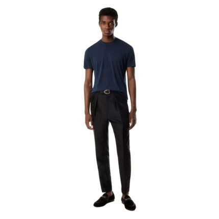 TOM FORD LYOCELL COTTON CREW T SHIRT DARK BLUE
