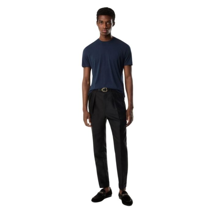 TOM FORD LYOCELL COTTON CREW T SHIRT DARK BLUE