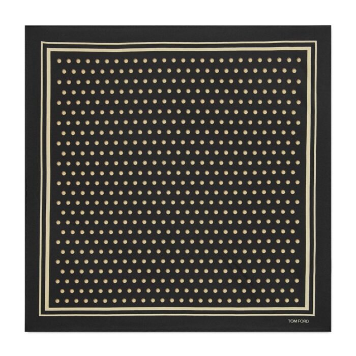 TOM FORD POLKA DOT SQUARE DESIGN POCKET SQUARE SILVER BLUE