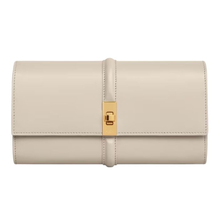 CELINE LARGE WALLET 16 IN SATINATED CALFSKIN LIGHT STONE
