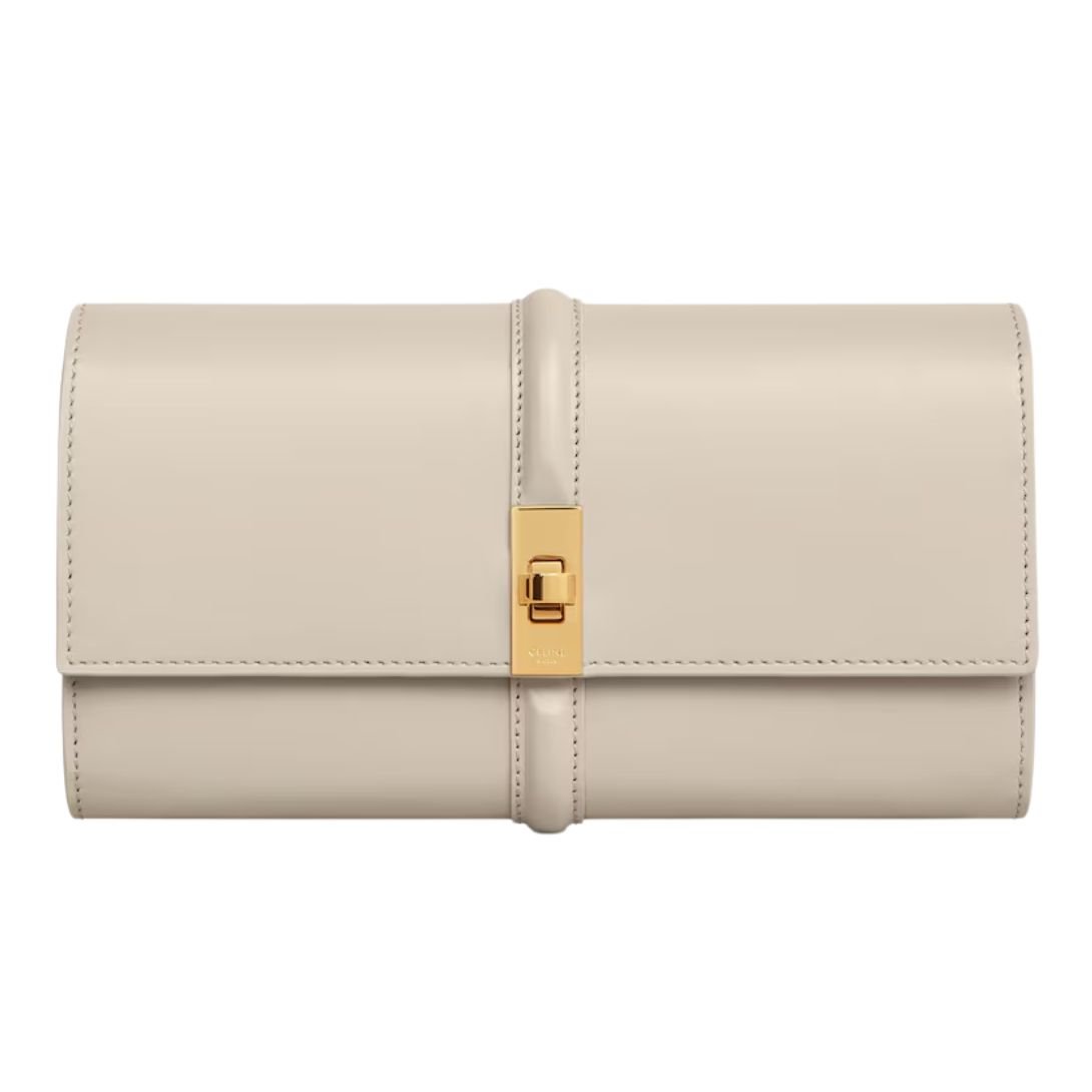 9 CELINE LARGE WALLET 16 IN SATINATED CALFSKIN LIGHT STONE