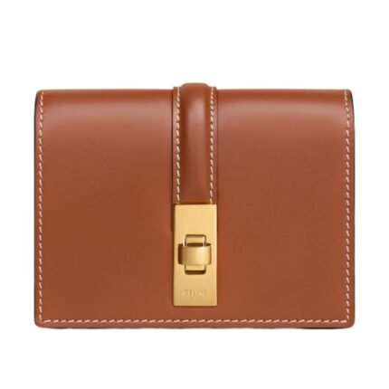 CELINE CARD HOLDER WITH FLAP 16 IN SATINATED CALFSKIN TAN