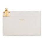 CELINE ZIPPED CARD HOLDER TRIOMPHE CHARMS IN SHINY CALFSKIN RICE
