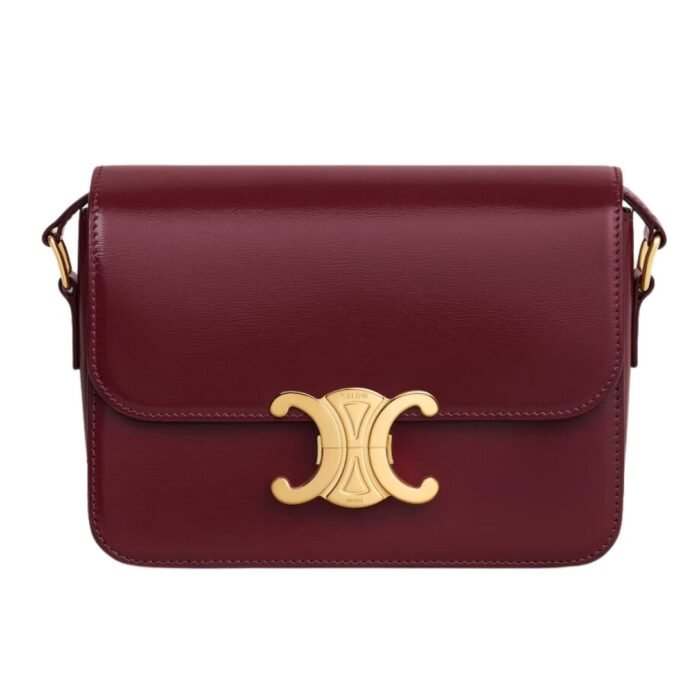 CELINE TEEN TRIOMPHE BAG IN SHINY CALFSKIN PALE BLUE