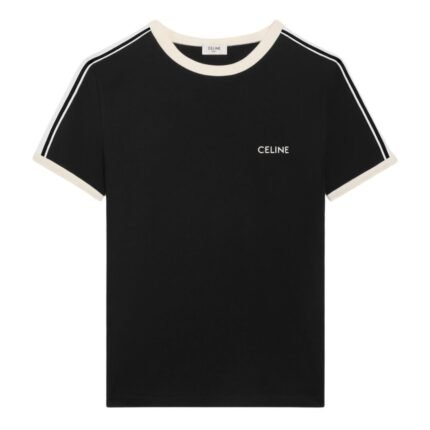 CELINE REGULAR T SHIRT IN COTTON JERSEY CARMIN-CREAM