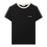 CELINE REGULAR T SHIRT IN COTTON JERSEY BLACK-CREAM