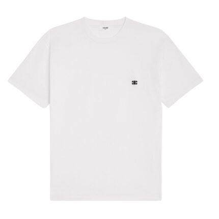 CELINE TRIOMPHE LOOSE T SHIRT IN COTTON JERSEY BLACK-WHITE