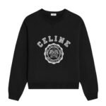 CELINE BLASON LOOSE SWEATSHIRT IN COTTON FLEECE GREY MELANGE