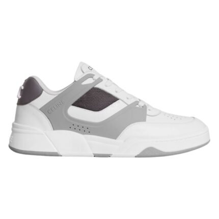 CELINE TRAINER CT 09 LOW LACE UP SNEAKER IN CALFSKIN AND MESH OPTIC WHITE-GREEN