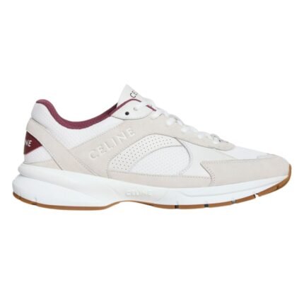 CELINE RUNNER CR 03 LOW LACE UP SNEAKER IN MESH SUEDE CALFSKIN AND PERFORATED CALFSKIN