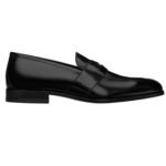 CELINE MALAQUAIS PENNY TRIOMPHE LOAFER IN POLISHED BULL DARK BROWN