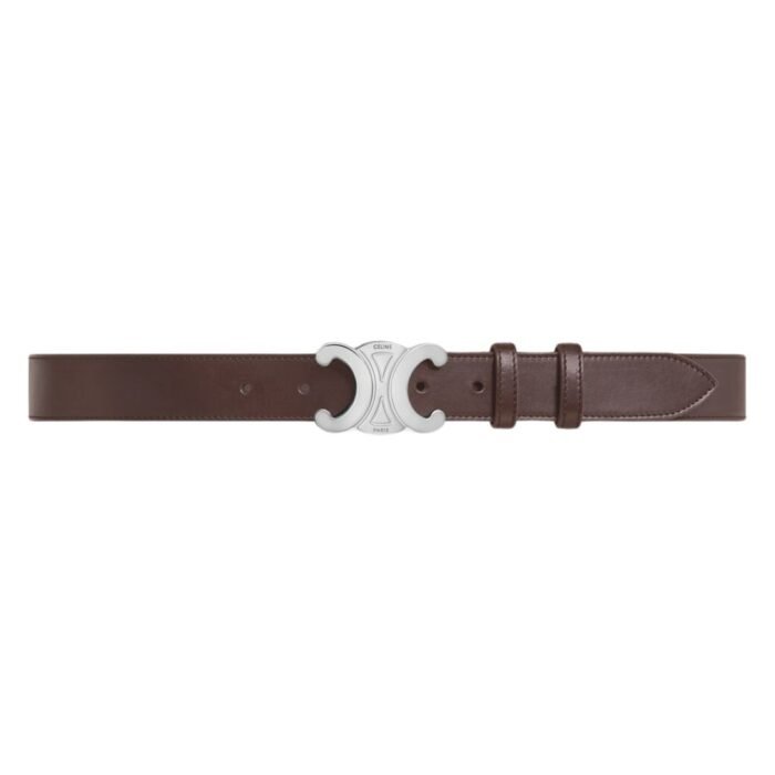 CELINE LARGE TRIOMPHE BELT IN VINTAGE CALFSKIN DARK BROWN