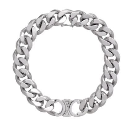 CELINE TRIOMPHE GOURMETTE BRACELET IN BRASS WITH RHODIUM FINISH