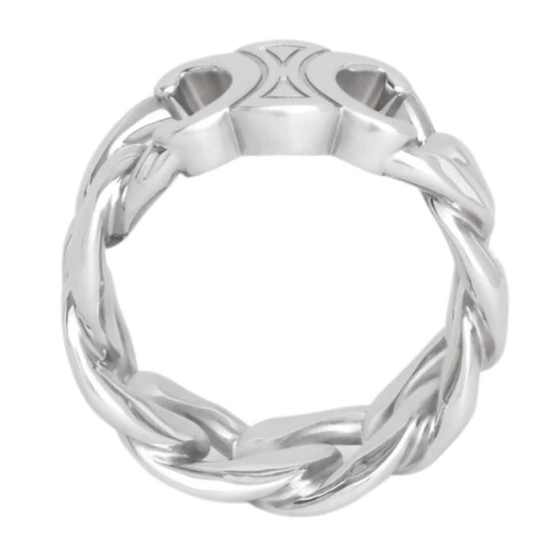 1 CELINE TRIOMPHE GOURMETTE RING IN BRASS WITH RHODIUM FINISH