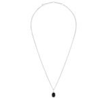 CELINE BEVELLED NECKLACE IN ONYX AND STERLING SILVER WITH RHODIUM FINISH