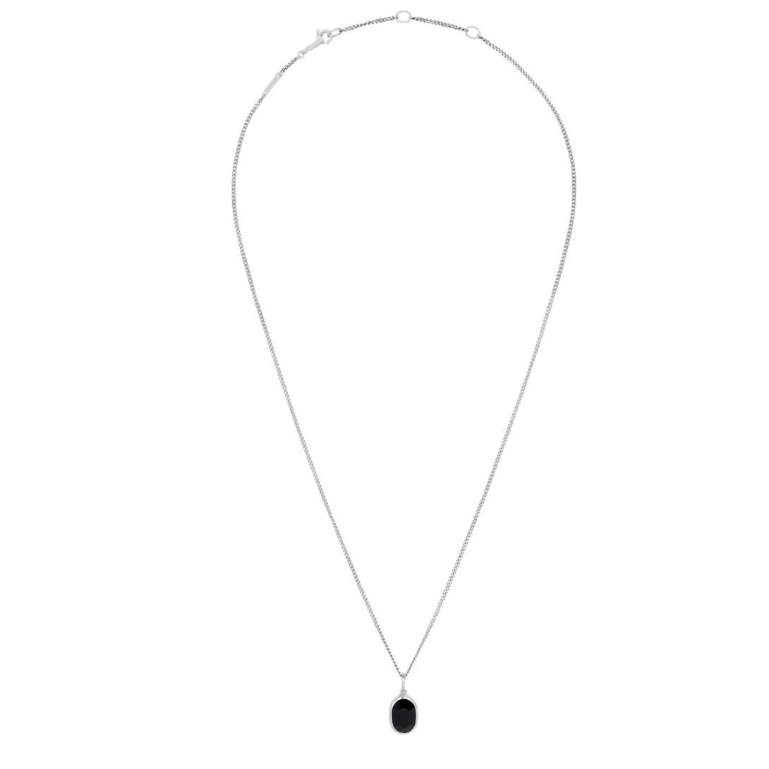1 CELINE BEVELLED NECKLACE IN ONYX AND STERLING SILVER WITH RHODIUM FINISH