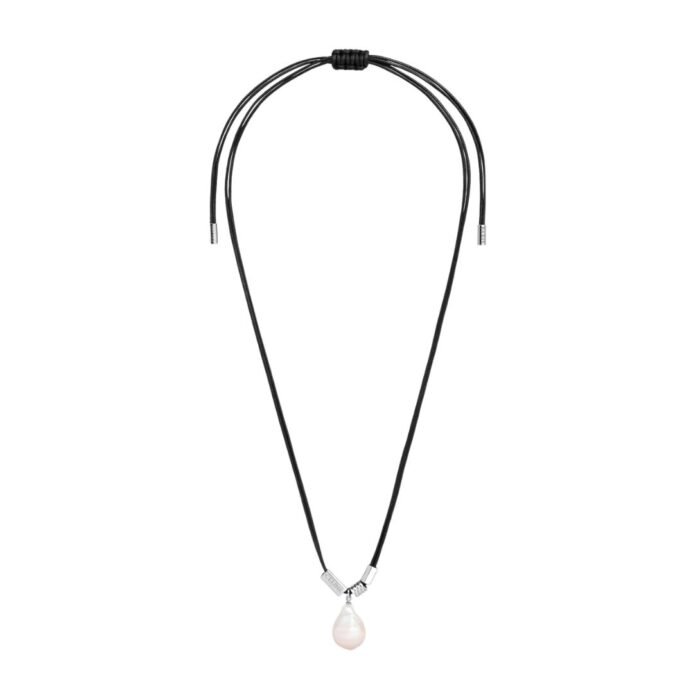 CELINE SAN ONOFRE BAROQUE PEARL NECKLACE IN CULTURED PEARL COTTON AND BRASS WITH RHODIUM FINISH