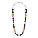 CELINE SAN ONOFRE TRIOMPHE BRACELET IN ONYX GLASS PEARLS AND BRASS WITH RHODIUM FINISH