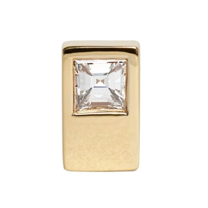 CELINE SENTIMENTAL DOUBLE SQUARE STUD IN YELLOW GOLD AND DIAMOND