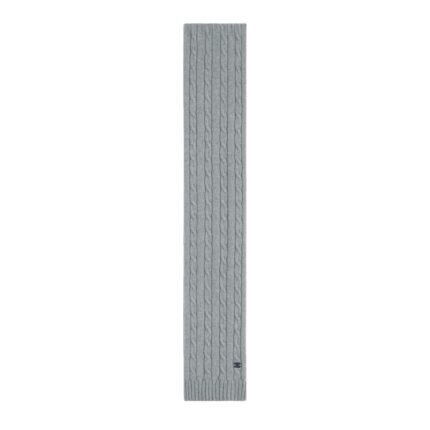 CELINE CABLE KNIT TRIOMPHE SCARF IN CASHMERE GREY