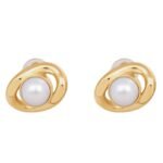 CELINE LES PERLES MAILLON EARRINGS IN BRASS WITH GOLD FINISH AND RESIN PEARLS