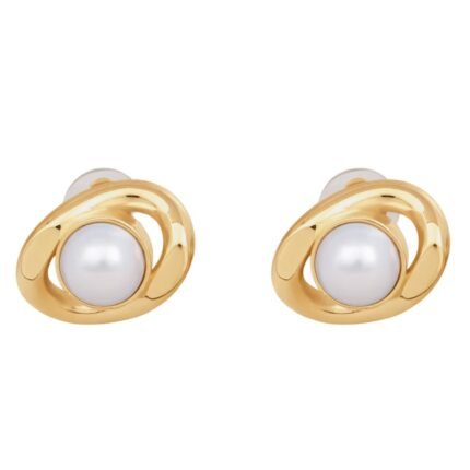 CELINE LES PERLES MAILLON EARRINGS IN BRASS WITH GOLD FINISH AND RESIN PEARLS