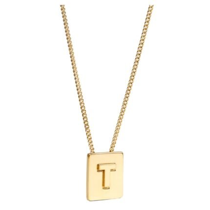 CELINE ALPHABET T NECKLACE IN BRASS WITH GOLD FINISH