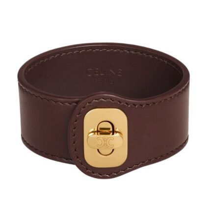 CELINE LES CUIRS JOSEPHINE BRACELET IN CALFSKIN AND BRASS WITH GOLD FINISH