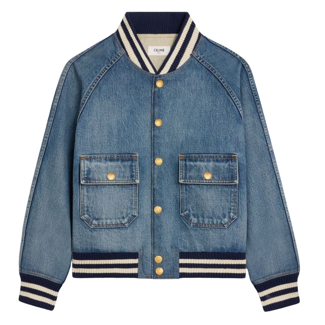 1 CELINE TEDDY JACKET IN CLEAN OCEAN BREATHE WASH DENIM