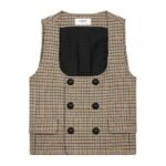 CELINE DOUBLE BREASTED VEST IN HOUNDSTOOTH WOOL