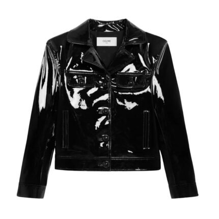 CELINE STRAIGHT BLOUSON JACKET IN PATENT LAMBSKIN LEATHER