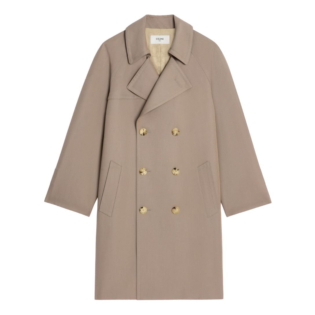 1 CELINE TRENCH COAT IN WOOL GABARDINE AND COTTON