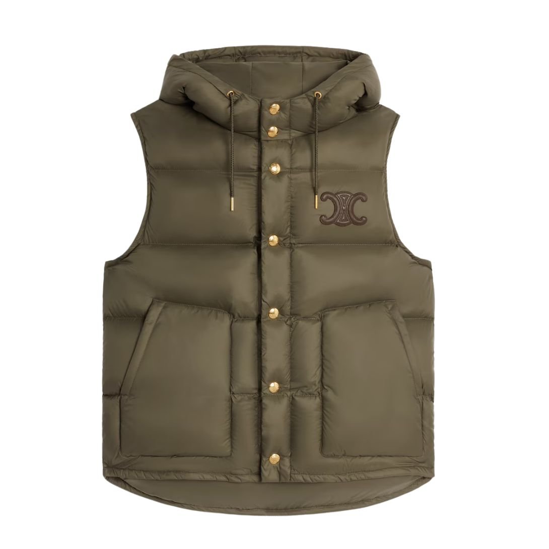 1 CELINE SLEEVELESS DOWN JACKET IN LIGHTWEIGHT NYLON