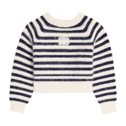 CELINE CREW NECK MARINIÈRE SWEATER IN MOHAIR AND SILK