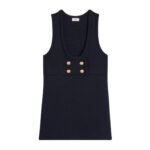 CELINE TUNIC MINI DRESS IN INTERLOCK WOOL NAVY