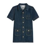 CELINE WORKWEAR MINI DRESS IN RINSED WASH DENIM