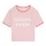 CELINE PARIS 70S T SHIRT IN COTTON JERSEY LIGHT ROSE