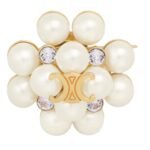 CELINE LES PERLES BROOCH IN STRASS RESIN PEARLS BRASS WITH GOLD FINISH AND STEEL