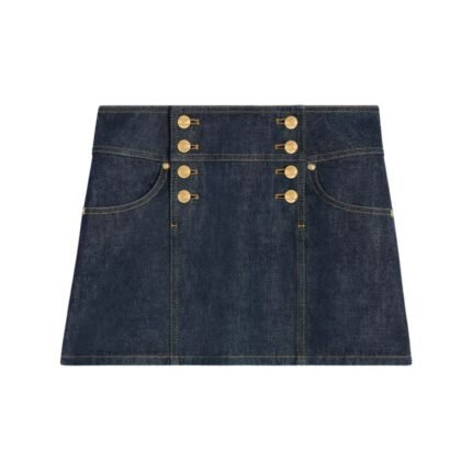 CELINE TRAPEZE MINI SKIRT IN RINSED WASH DENIM